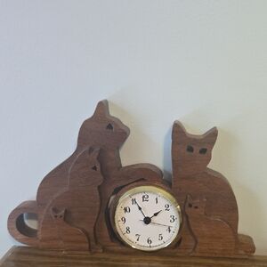 Brown Wooden Animal Decor Accent with Clock